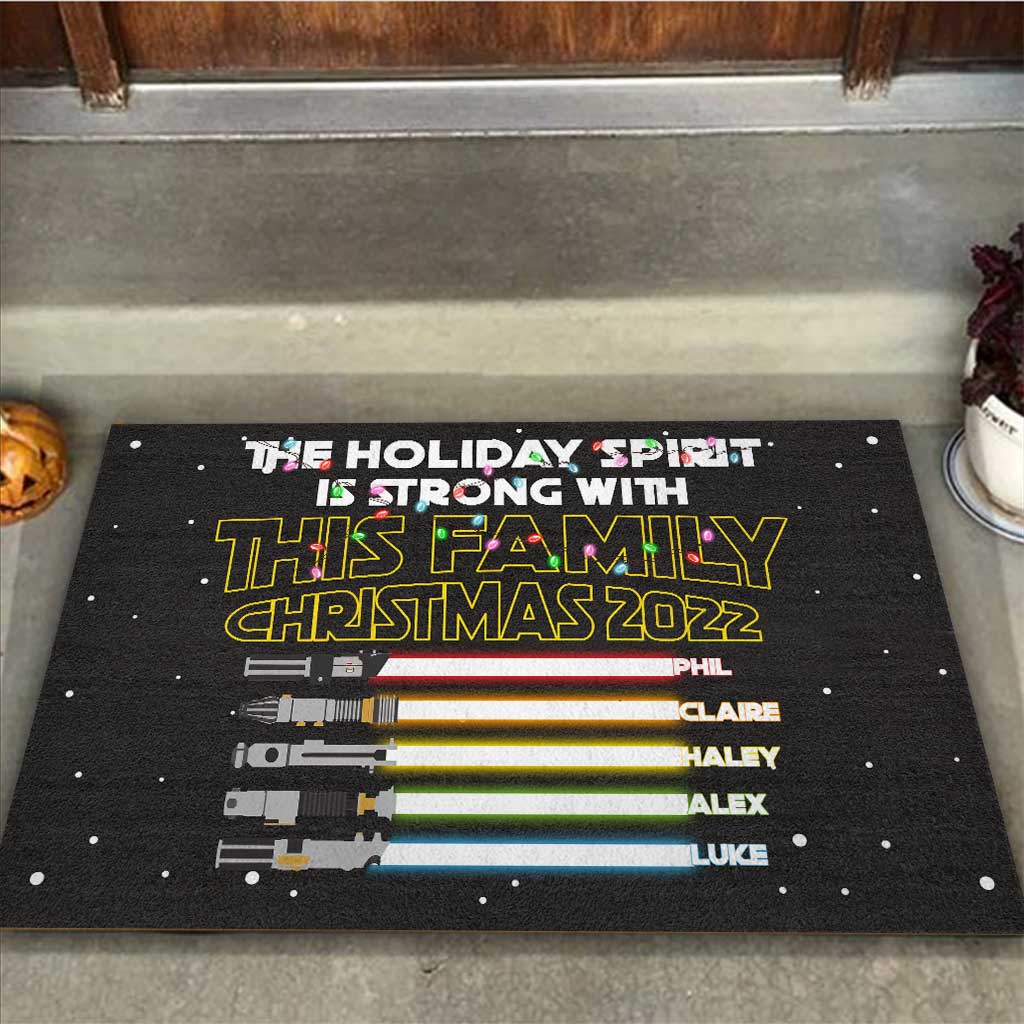 Personalized Christmas Family Doormat Custom Name Holiday Gift