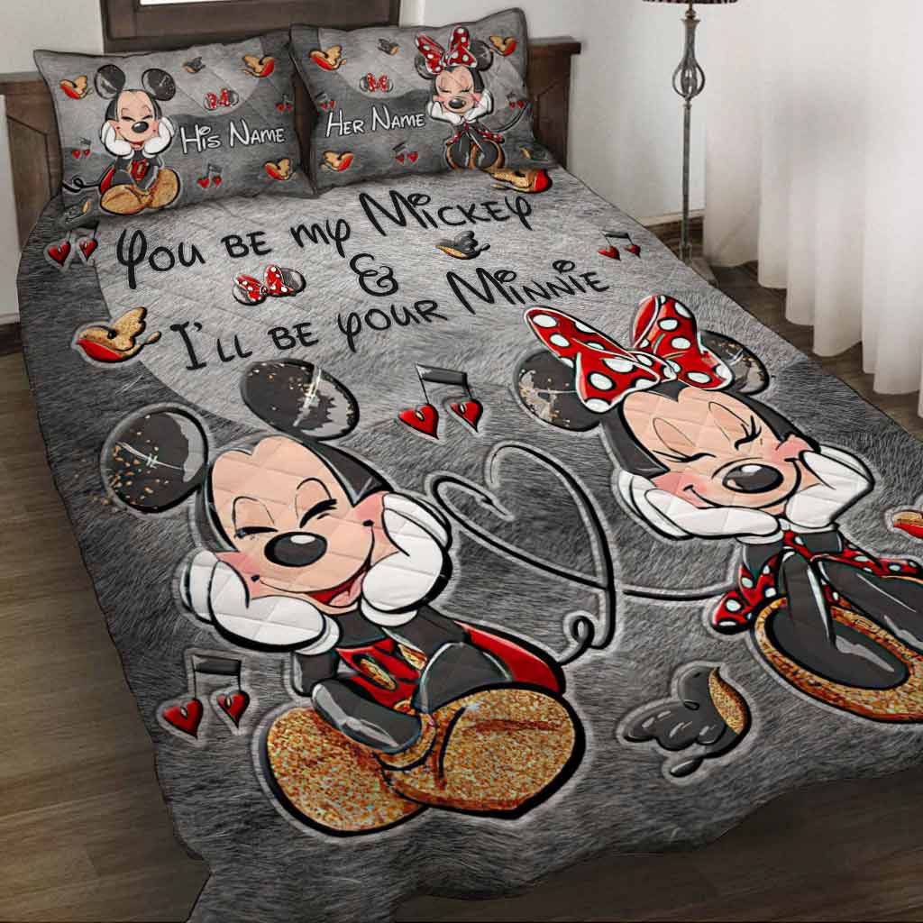 Personalized Mickey and Minnie Quilt Set for Couples Gift