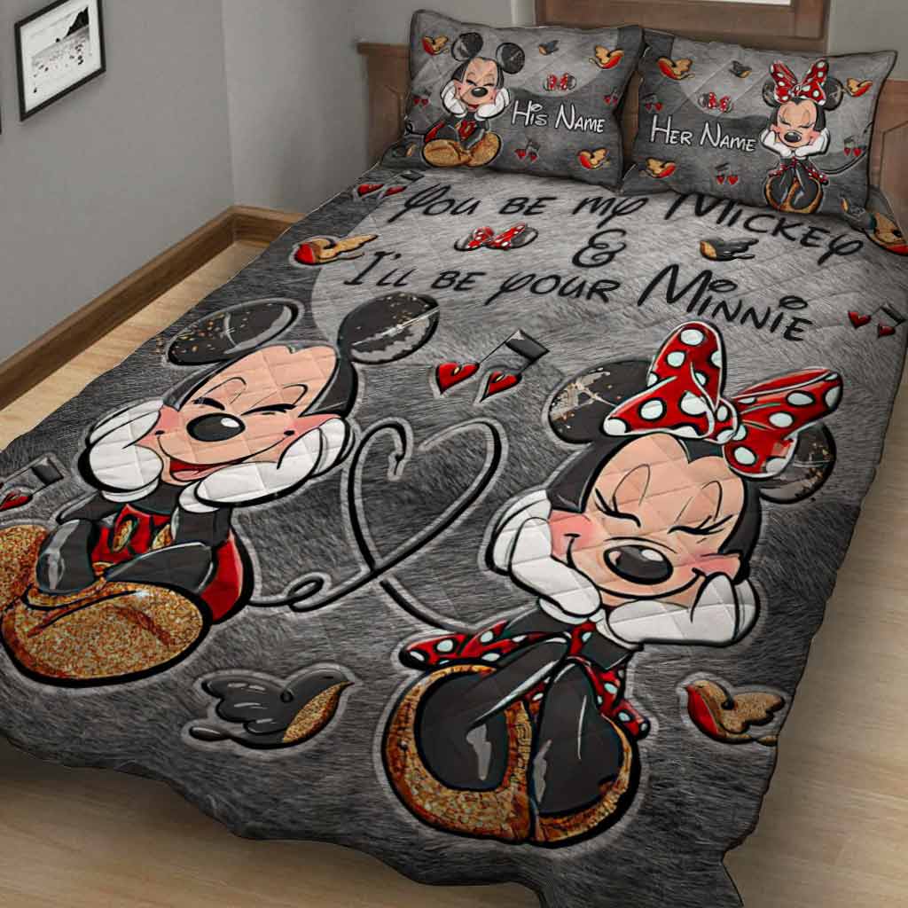 Personalized Mickey and Minnie Quilt Set for Couples Gift