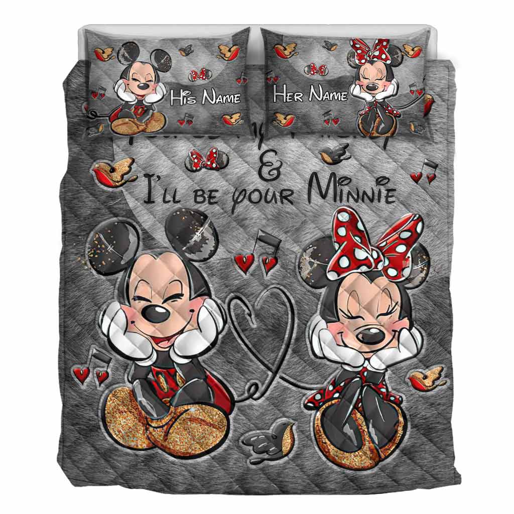 Personalized Mickey and Minnie Quilt Set for Couples Gift