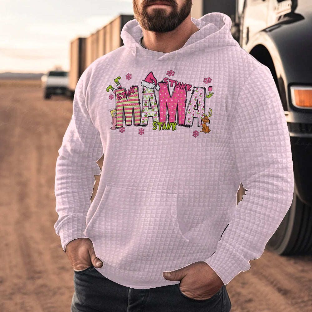 Personalized Mama Grinch Waffle Hoodie Custom Name Gift for Mom