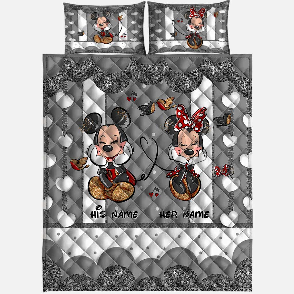 Personalized Mickey Mouse Quilt Set Custom Names | Unique Valentine Gift