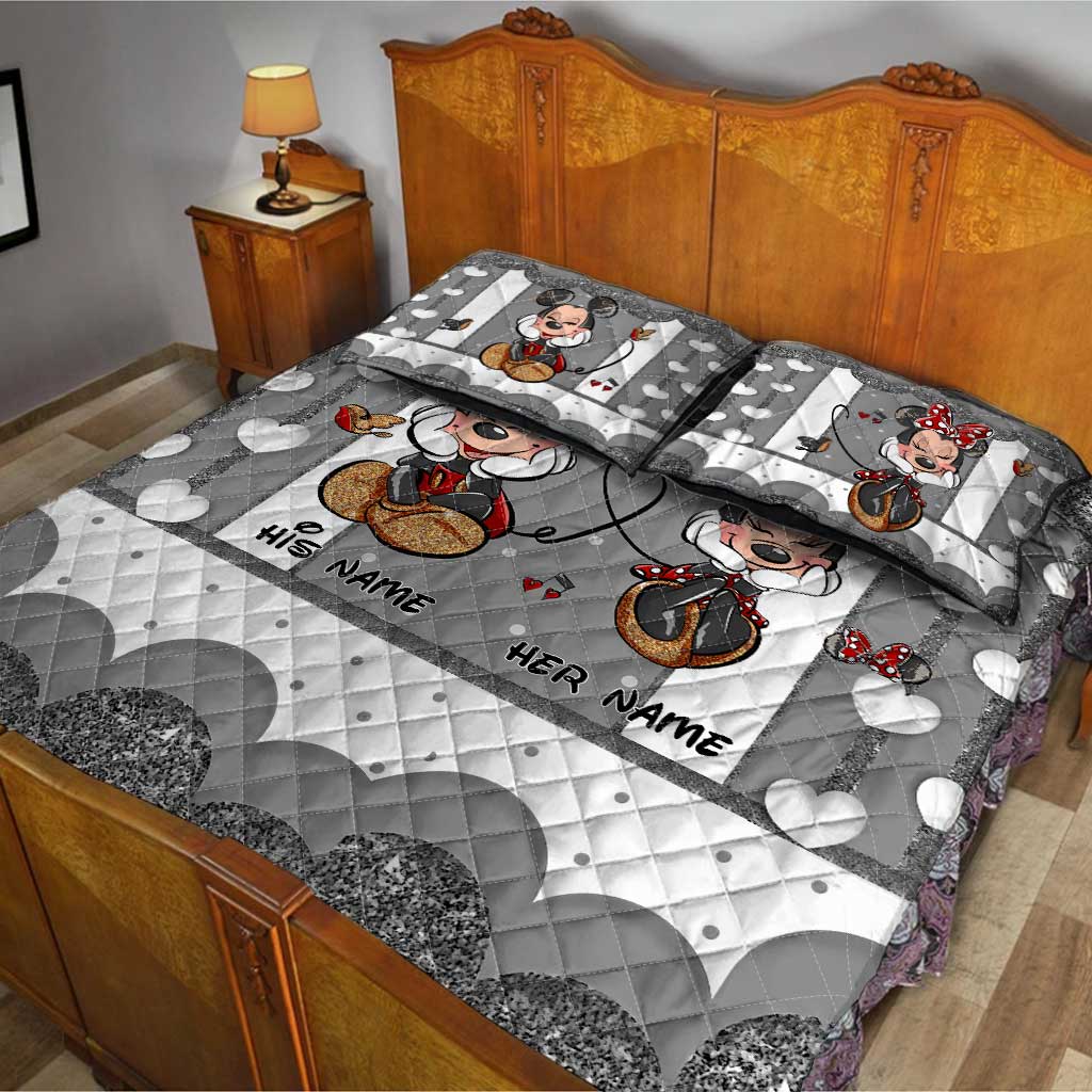Personalized Mickey Mouse Quilt Set Custom Names | Unique Valentine Gift