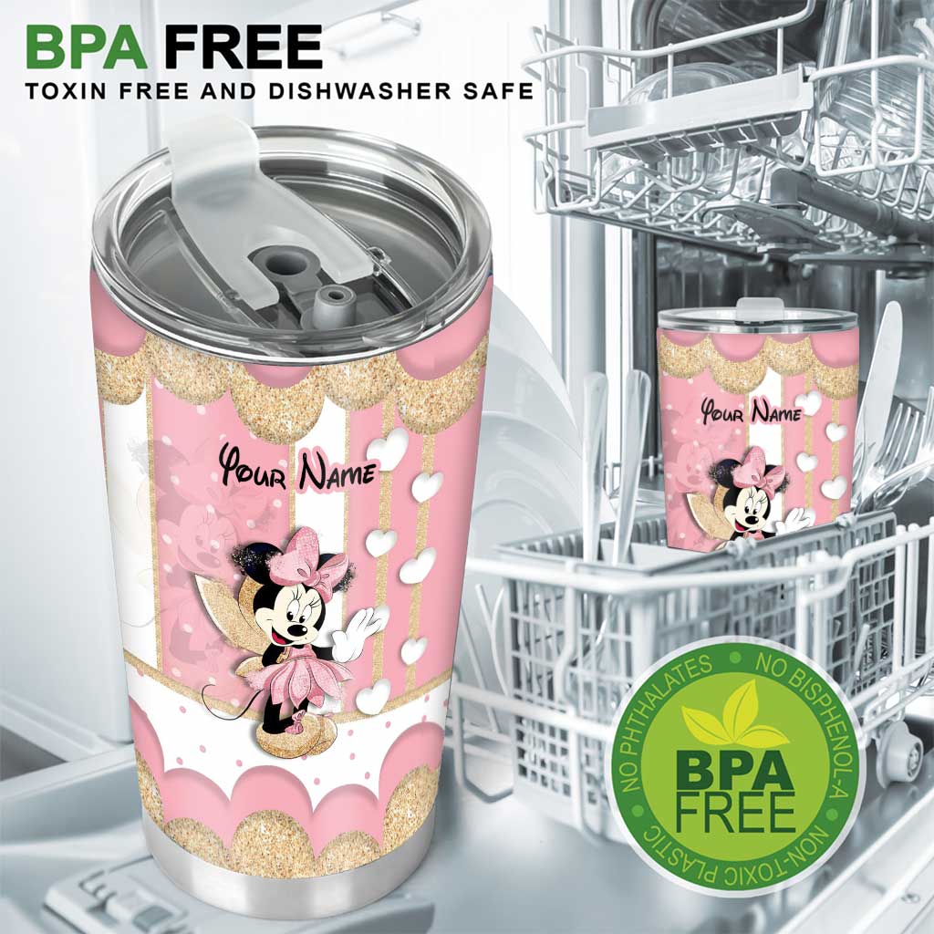 Personalized Pink Mouse Tumbler Custom Name Gift for Girls