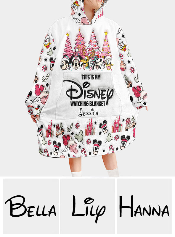 Personalized Disney Watching Blanket Hoodie Custom Name Gift