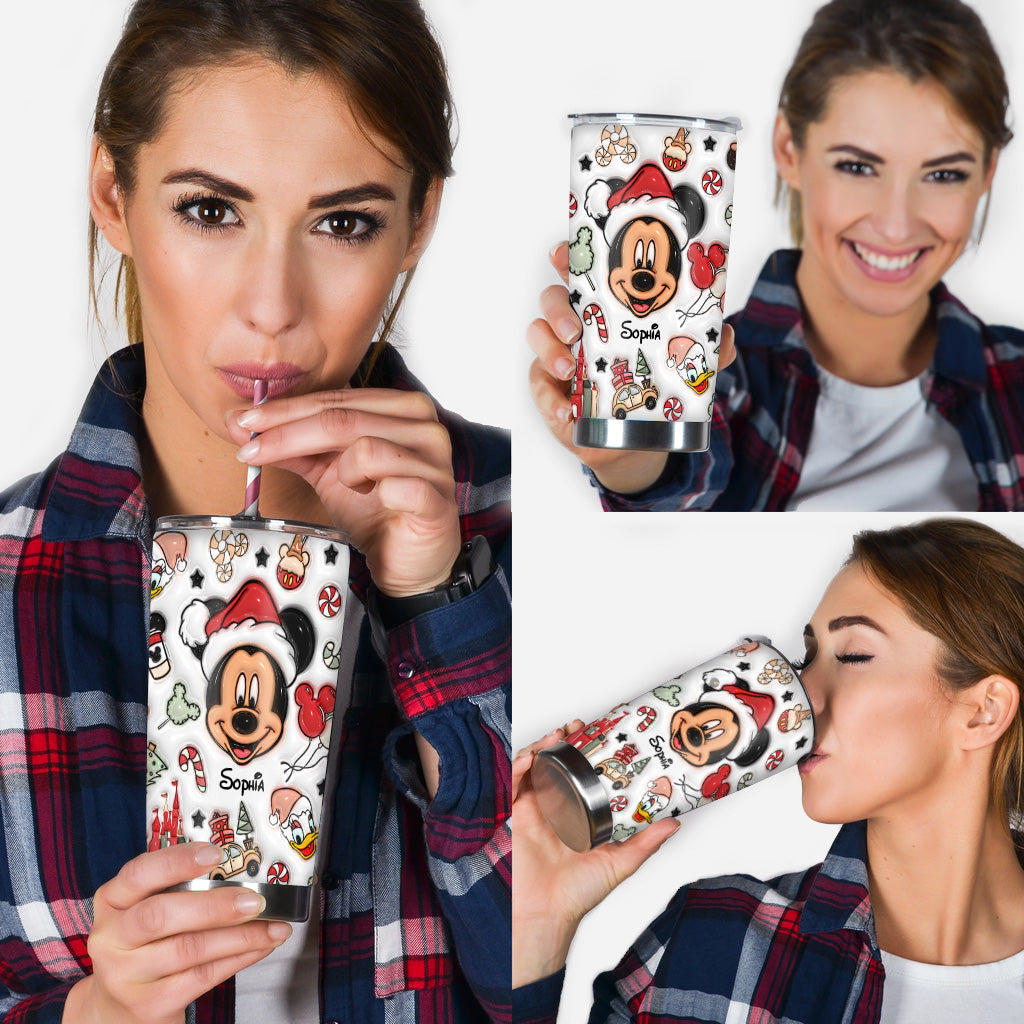 Personalized Christmas Mouse Tumbler Custom Name Gift
