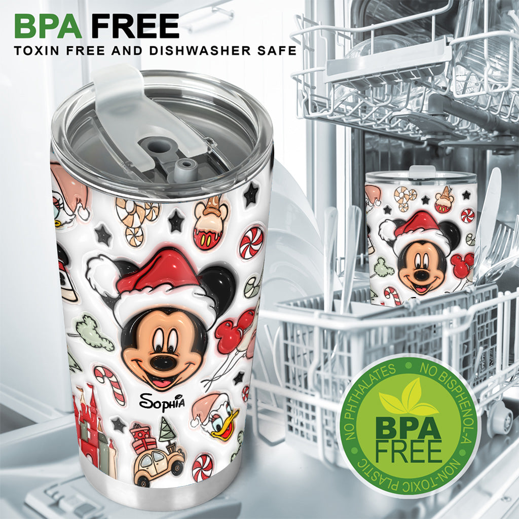 Personalized Christmas Mouse Tumbler Custom Name Gift