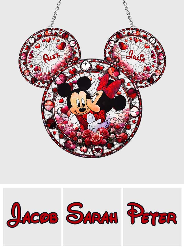 Personalized Mickey Mouse Couple Suncatcher Window Ornament Gift