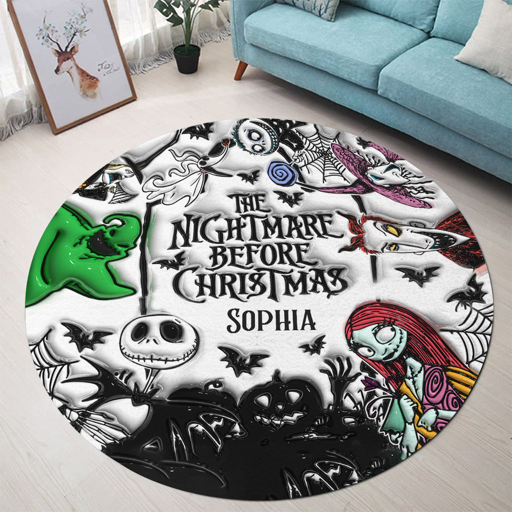 Personalized Nightmare Before Christmas Round Rug for Kids