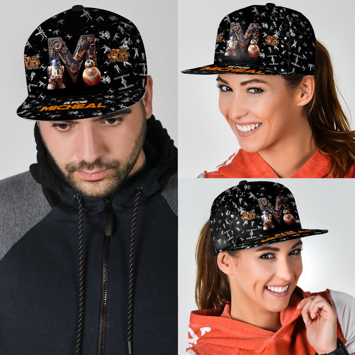 Personalized Star Wars Snapback Hat Custom Name for Kids