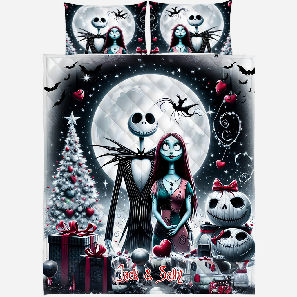 Personalized Nightmare Quilt Set with Jack and Sally Design