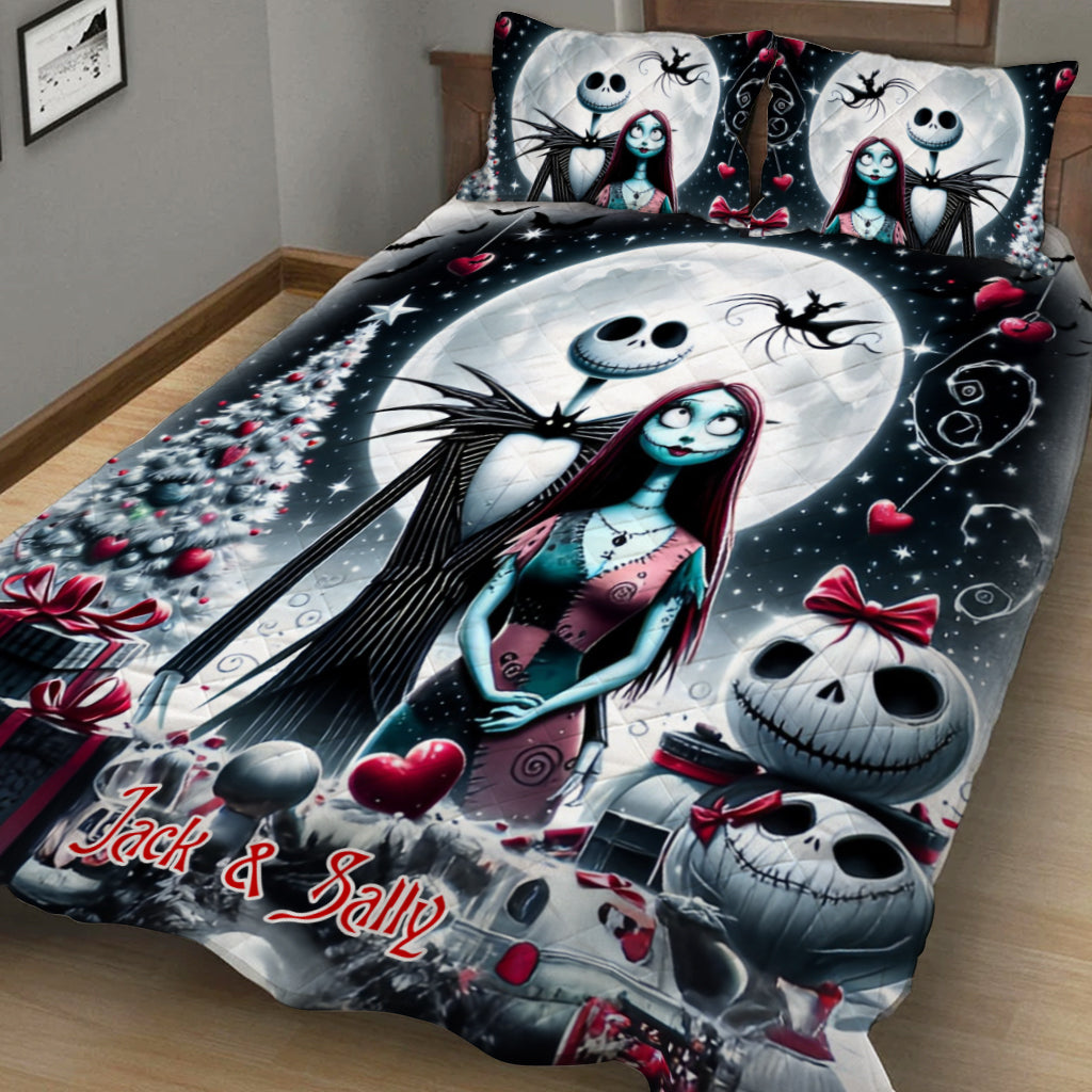 Personalized Nightmare Quilt Set with Jack and Sally Design