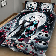 Load image into Gallery viewer, Personalized Nightmare Quilt Set with Jack and Sally Design
