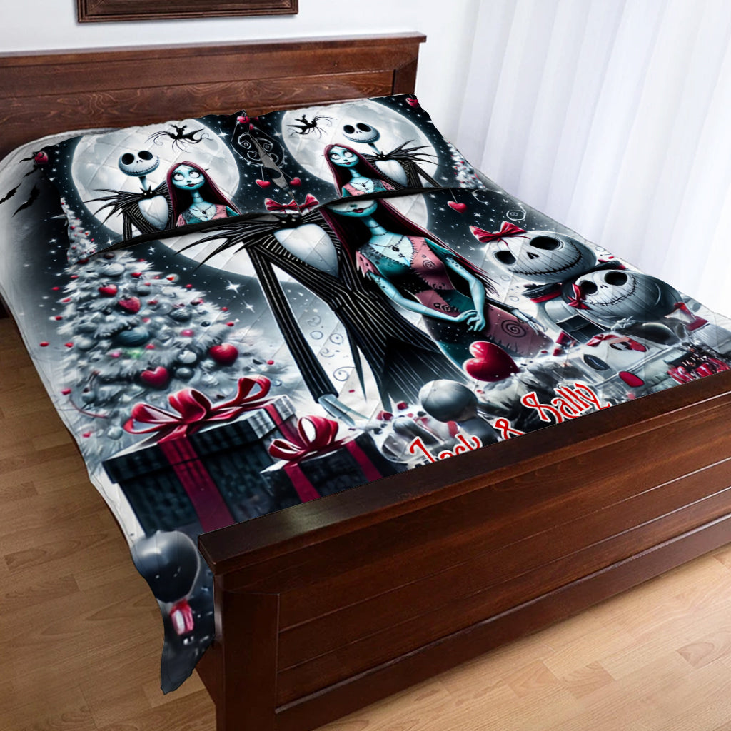 Personalized Nightmare Quilt Set with Jack and Sally Design