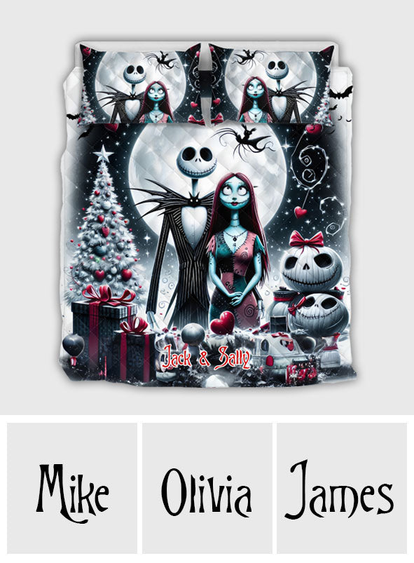 Personalized Nightmare Quilt Set with Jack and Sally Design