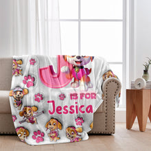 Load image into Gallery viewer, Personalized Kids Blanket Featuring Paw Patrol Theme for Birthdays
