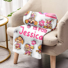 Load image into Gallery viewer, Personalized Kids Blanket Featuring Paw Patrol Theme for Birthdays
