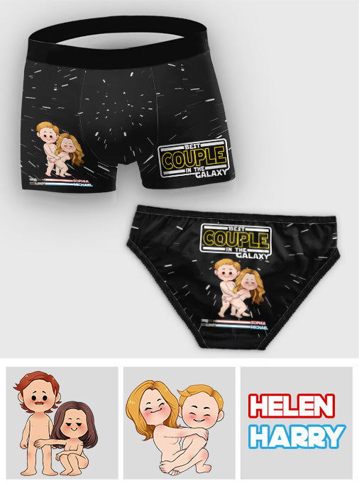 Personalized Best Couple in the Galaxy Briefs Set for Him & Her