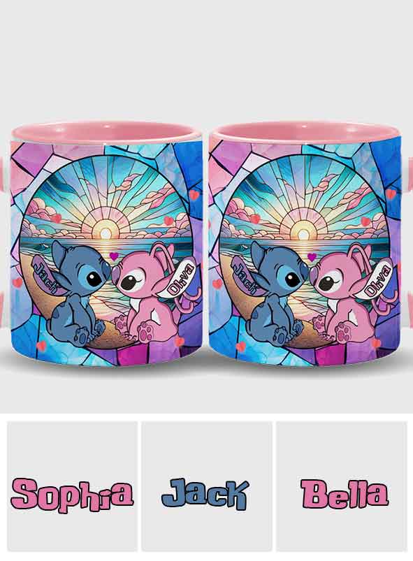 Personalized Ohana Accent Mug with Sunrise Beach Design Gift for Couples
