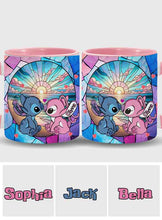 Load image into Gallery viewer, Personalized Ohana Accent Mug with Sunrise Beach Design Gift for Couples
