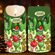Load image into Gallery viewer, Personalized Grinch Flameless Candle Custom Name Christmas Gift
