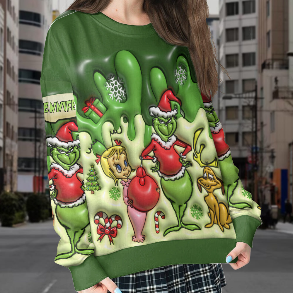 Personalized Christmas Sweatshirt Grinch Design for Women