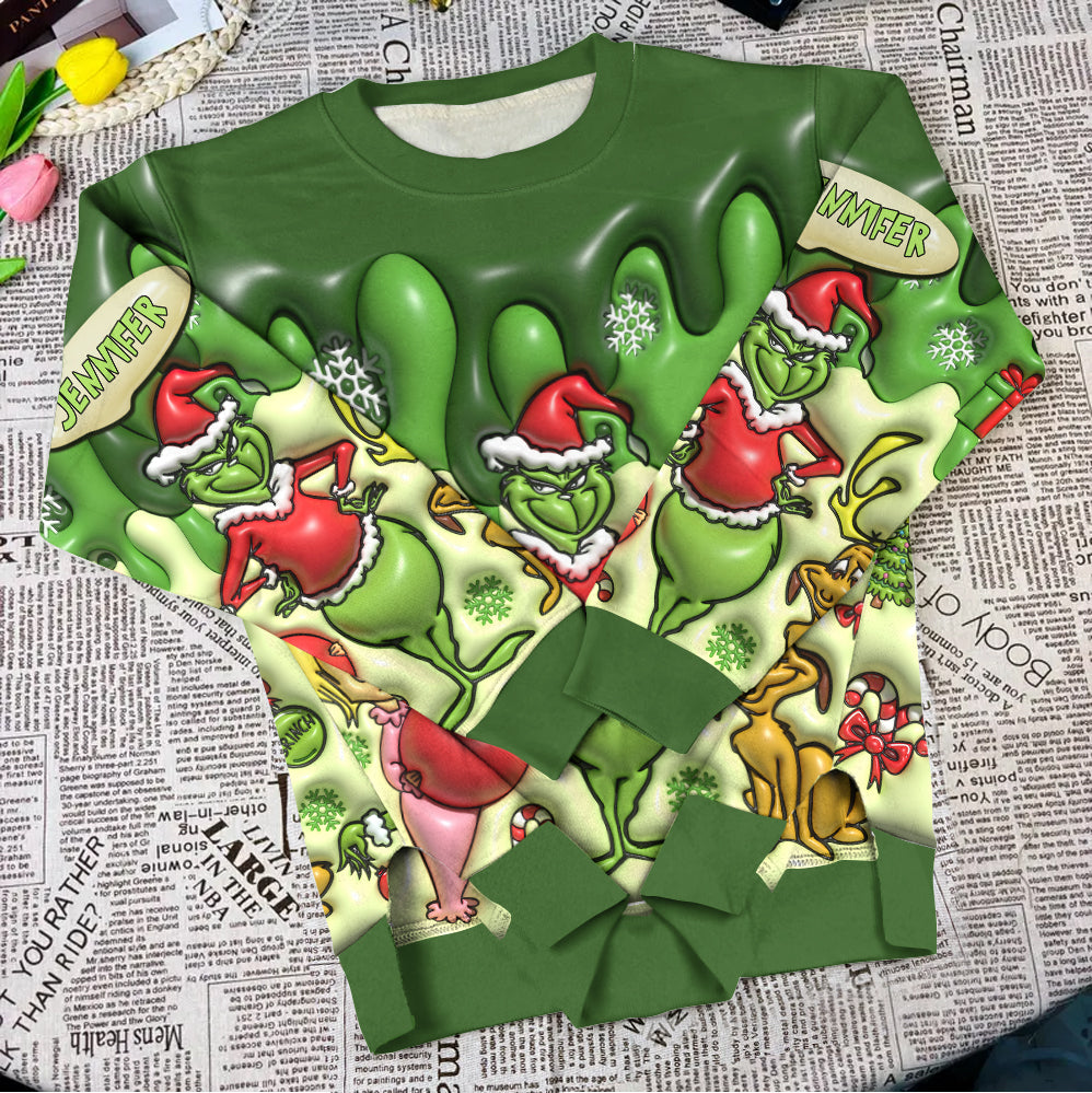 Personalized Christmas Sweatshirt Grinch Design for Women