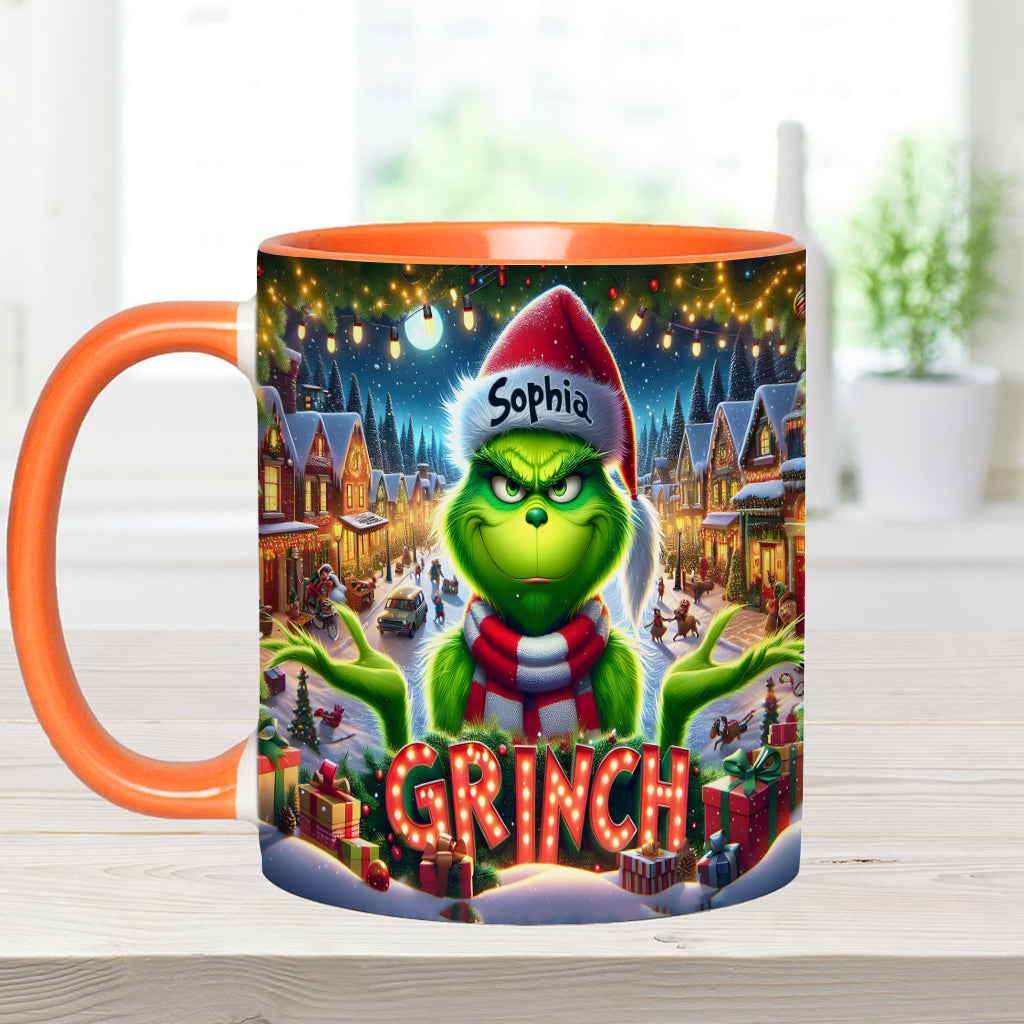 Personalized Christmas Accent Mug Custom Name Grinch Gift