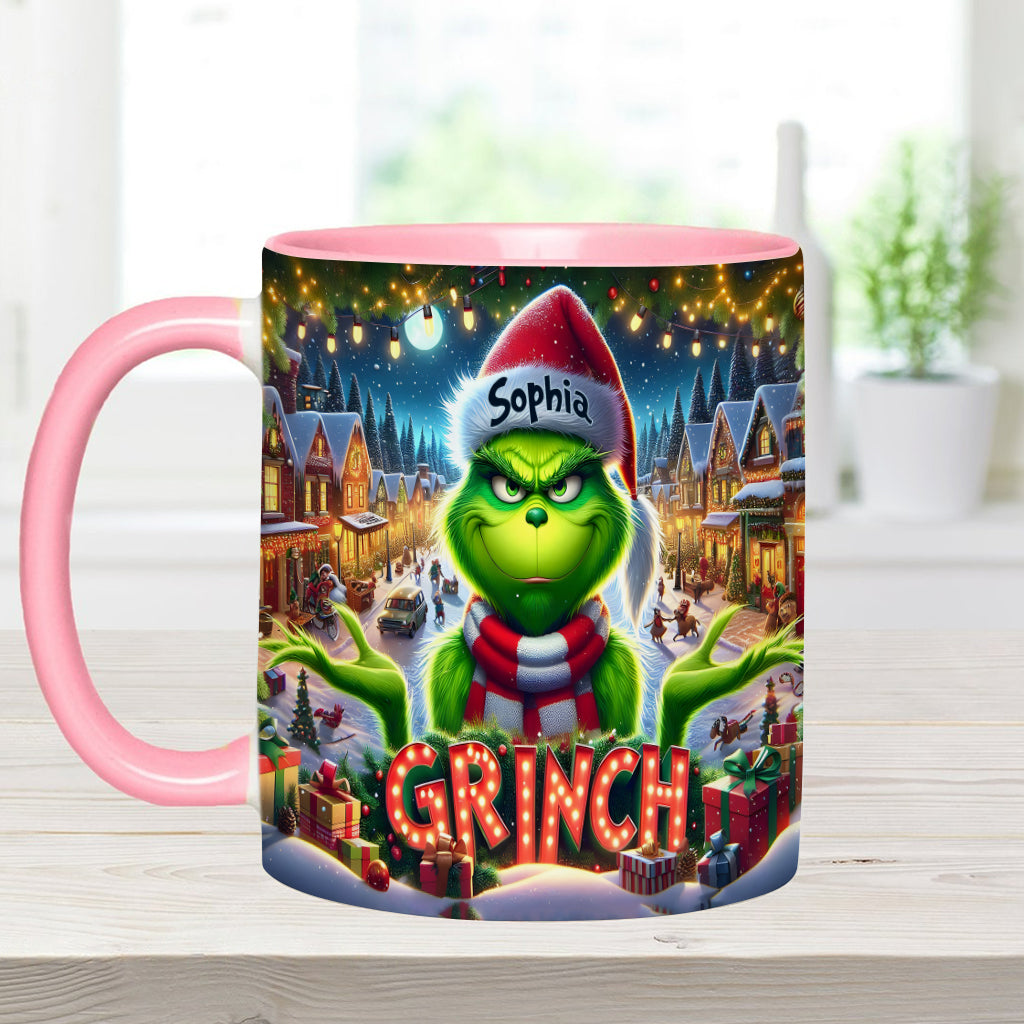 Personalized Christmas Accent Mug Custom Name Grinch Gift
