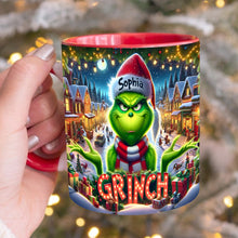 Load image into Gallery viewer, Personalized Christmas Accent Mug Custom Name Grinch Gift
