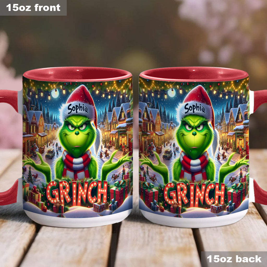 Personalized Christmas Accent Mug Custom Name Grinch Gift