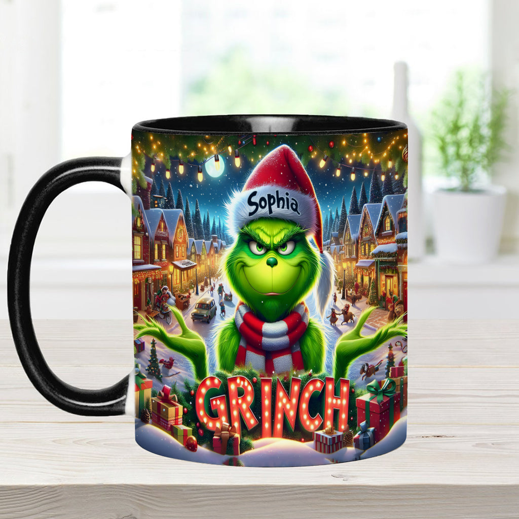 Personalized Christmas Accent Mug Custom Name Grinch Gift