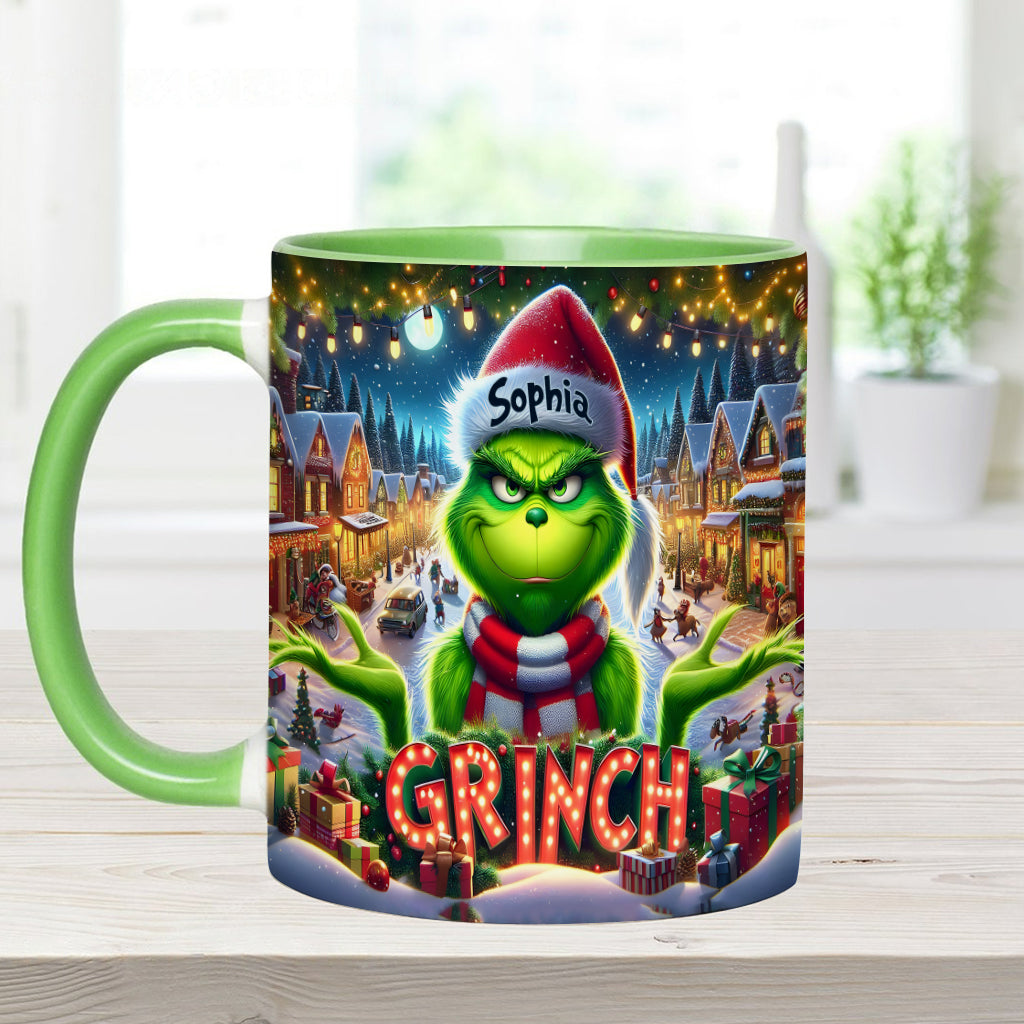 Personalized Christmas Accent Mug Custom Name Grinch Gift