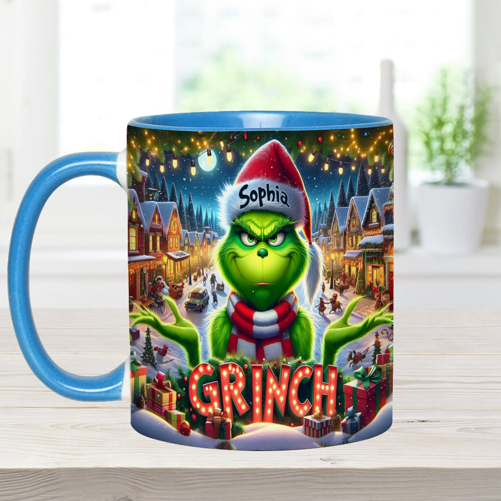 Personalized Christmas Accent Mug Custom Name Grinch Gift