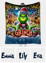 Load image into Gallery viewer, Personalized Grinch Christmas Blanket | Custom Name Holiday Gift
