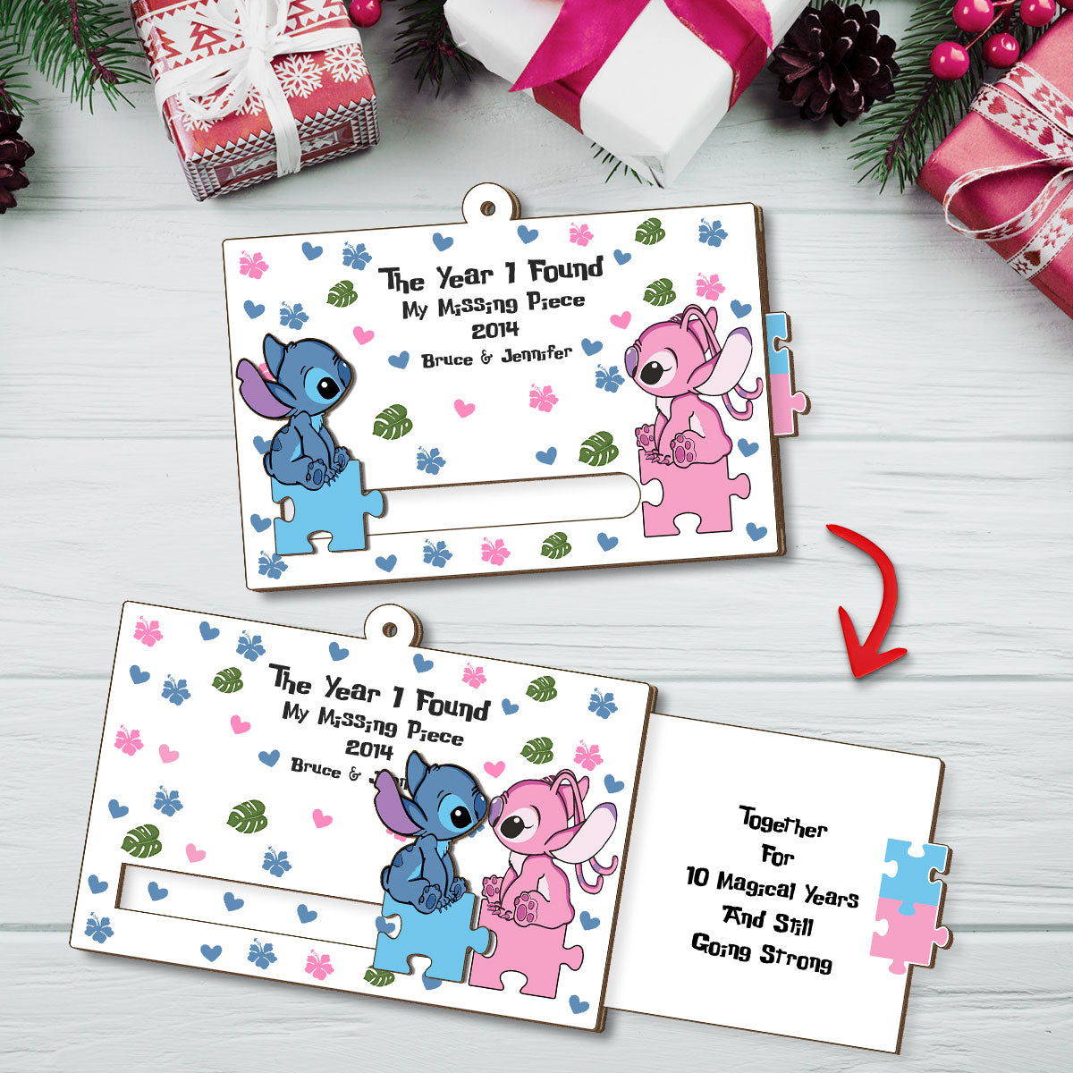 Personalized Sliding Ornament Ohana Gift for Couples