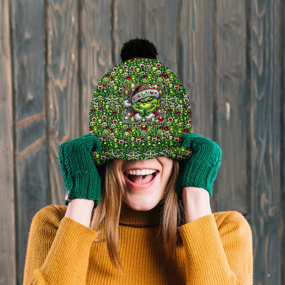 Personalized Grinch Beanie Hat Custom Name Christmas Gift