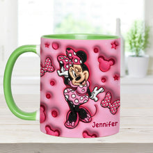 Load image into Gallery viewer, Personalized Pink Minnie Mouse Accent Mug with Custom Name Gift
