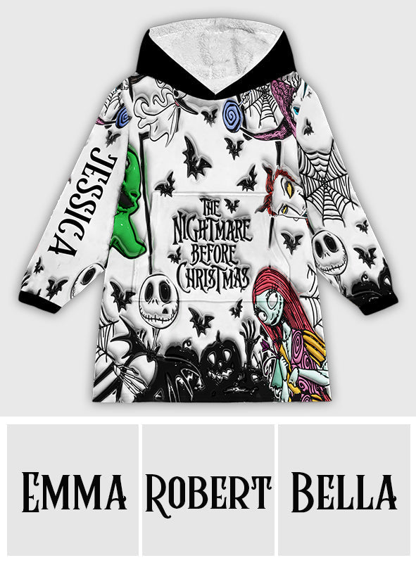 Personalized Nightmare Blanket Hoodie Custom Name Gift for Halloween