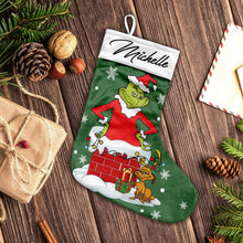Load image into Gallery viewer, Personalized Grinch Christmas Stocking Custom Name Holiday Decor
