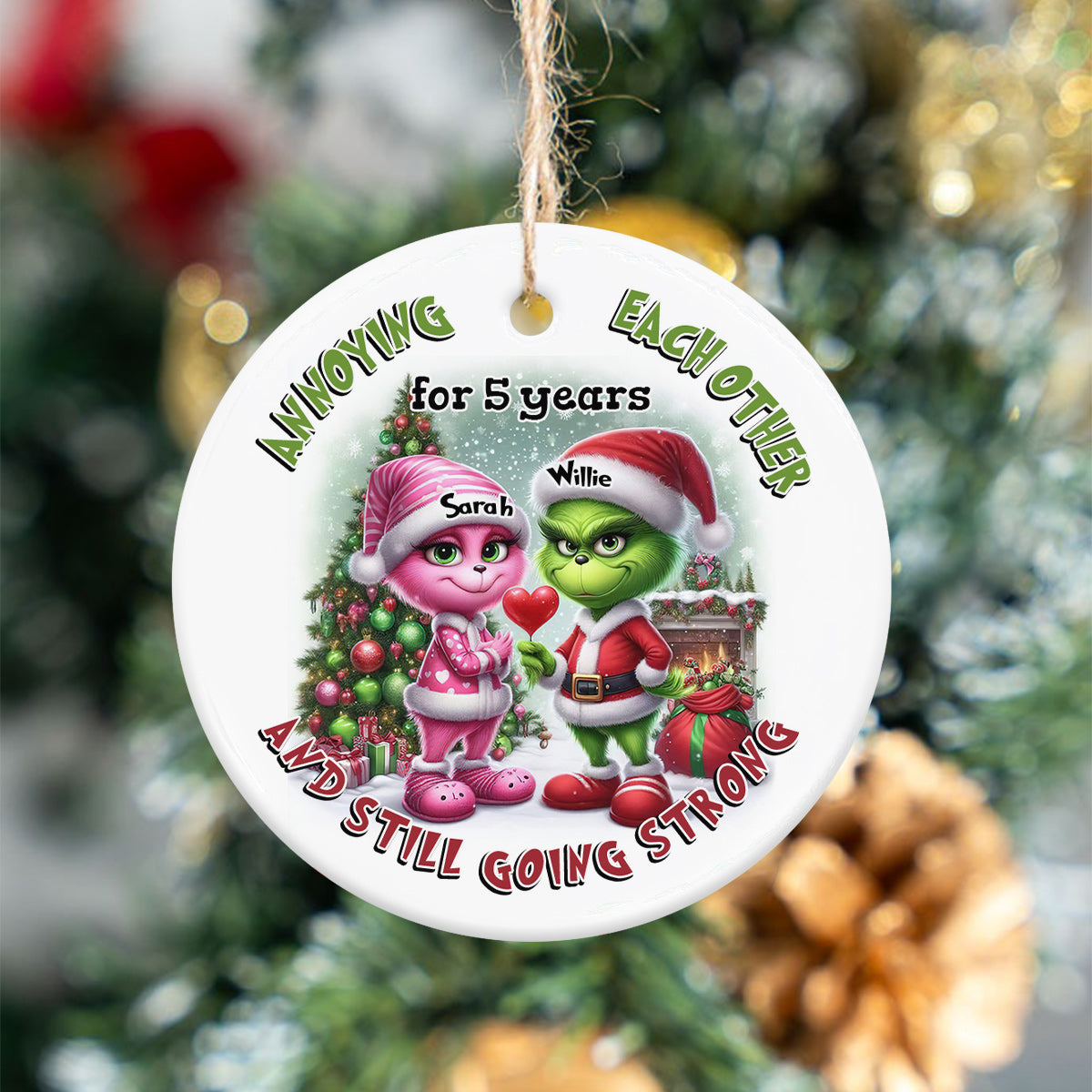 Personalized Ceramic Christmas Ornament Annoying Each Other Gift for Couple