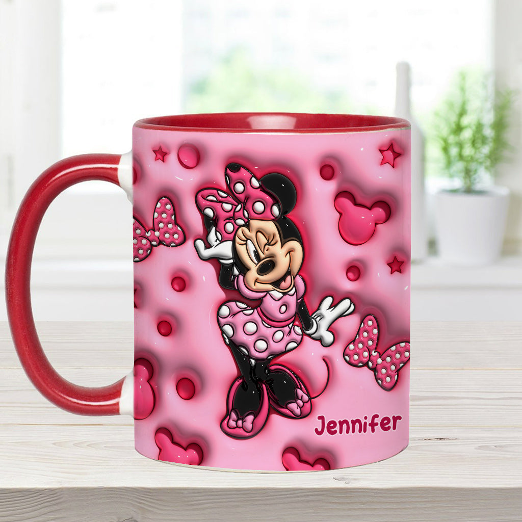 Personalized Pink Minnie Mouse Accent Mug with Custom Name Gift