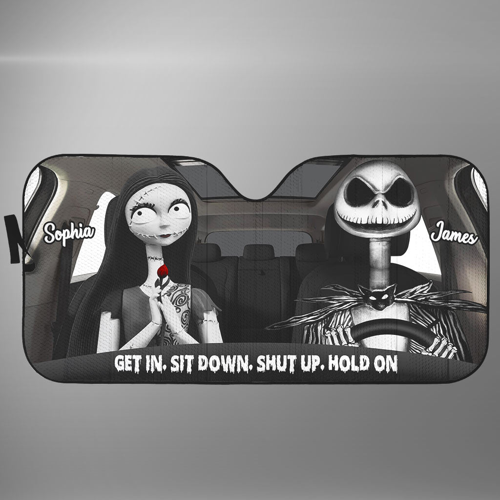 Personalized Nightmare Car Sunshade Custom Names Gift for Couple