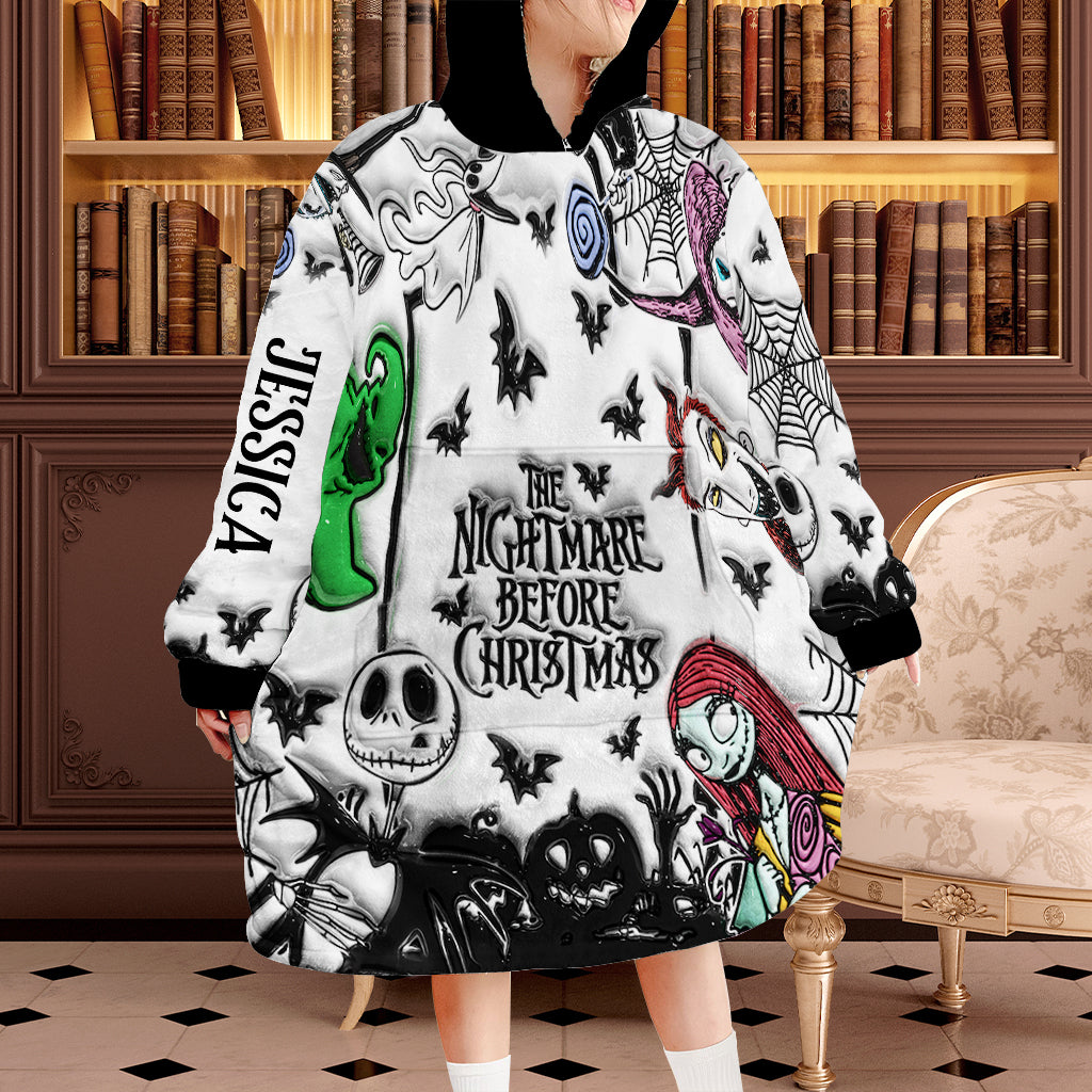 Personalized Nightmare Blanket Hoodie Custom Name Gift for Halloween