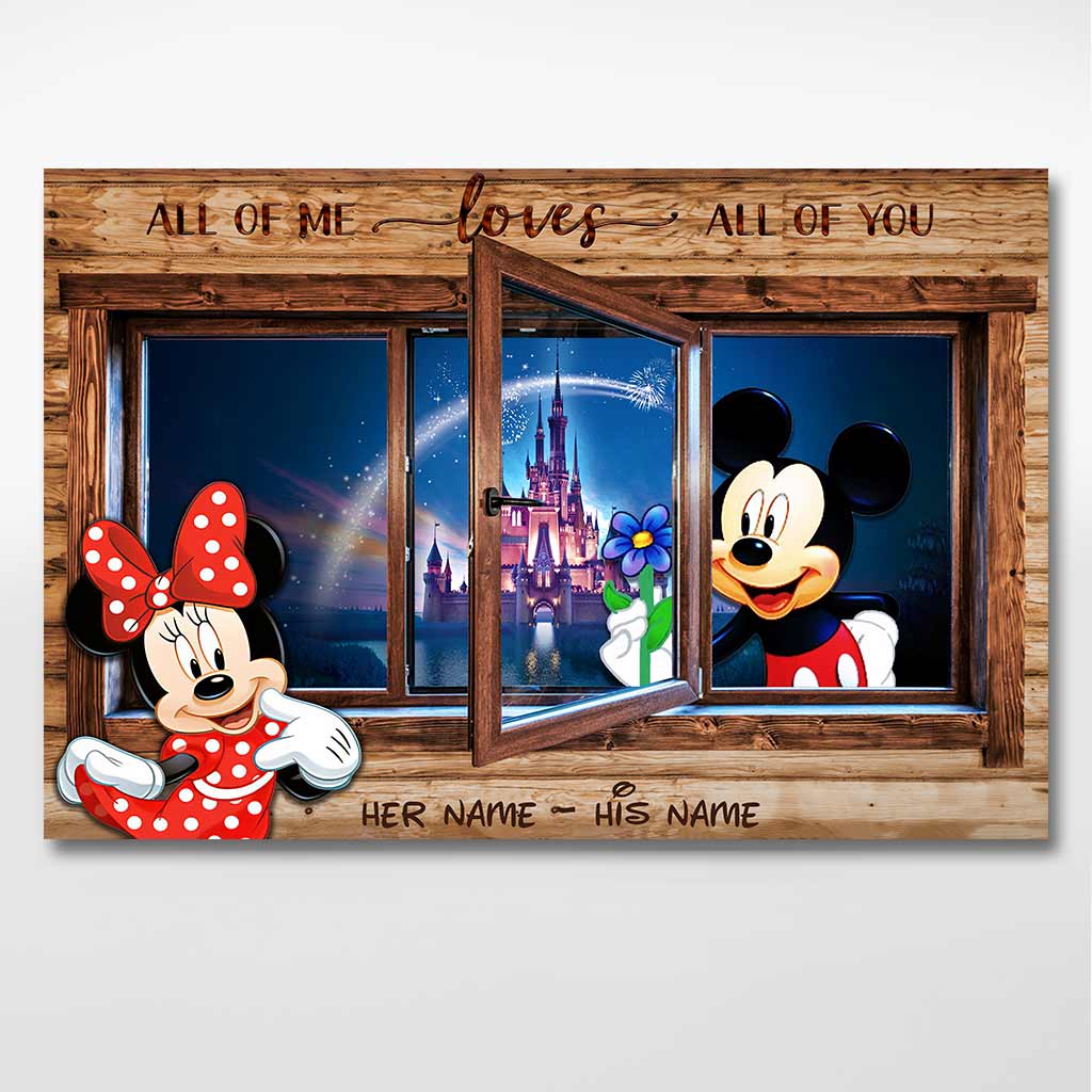 Personalized All of Me Mouse Poster Custom Names Gift for Couples