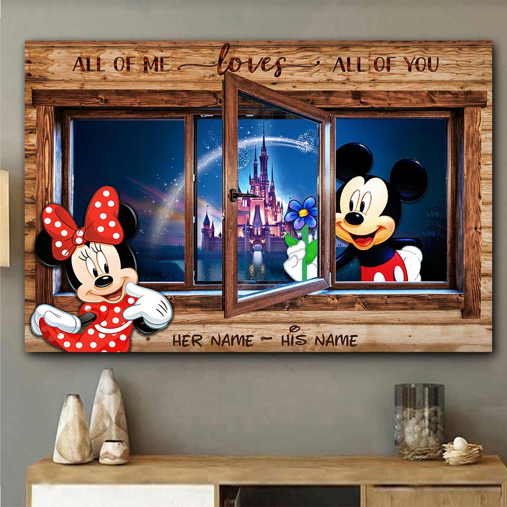 Personalized All of Me Mouse Poster Custom Names Gift for Couples