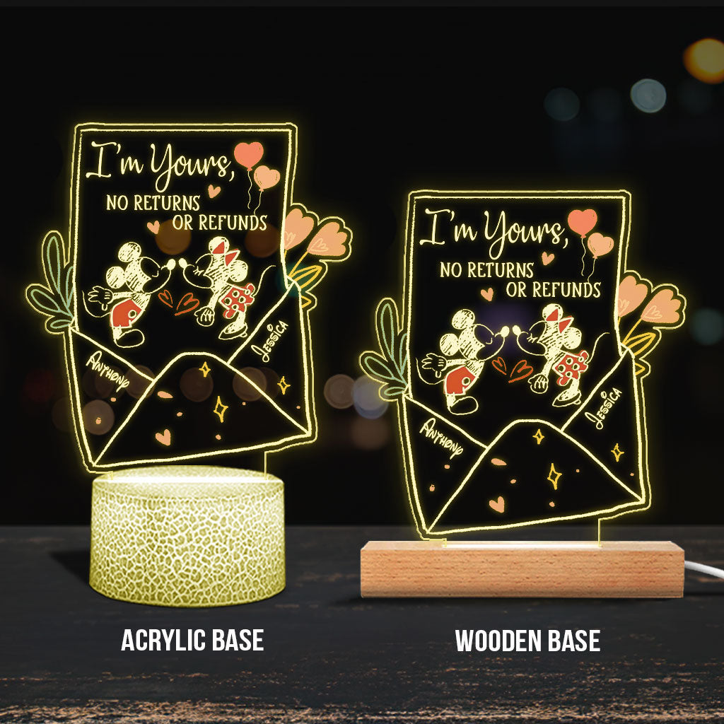 Personalized Couple Mouse Shaped Light Plaque Base with Custom Names Gift