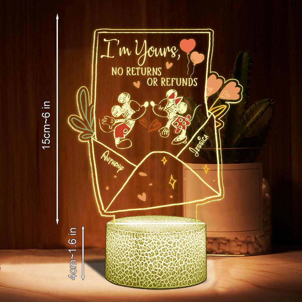 Personalized Couple Mouse Shaped Light Plaque Base with Custom Names Gift