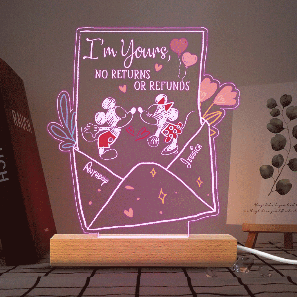 Personalized Couple Mouse Shaped Light Plaque Base with Custom Names Gift