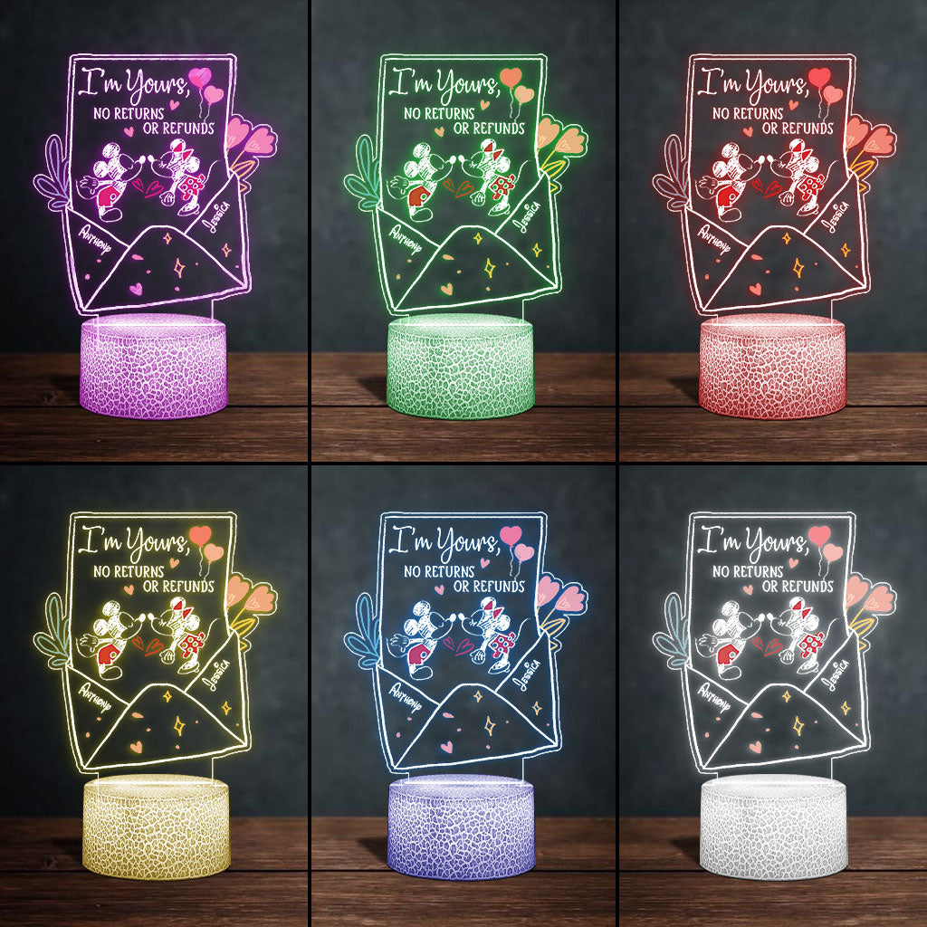 Personalized Couple Mouse Shaped Light Plaque Base with Custom Names Gift